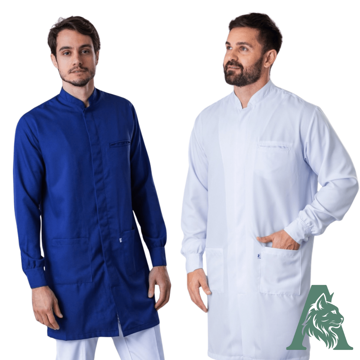 jaleco masculino manga longa gola padre com botões do punho (cod. 633)