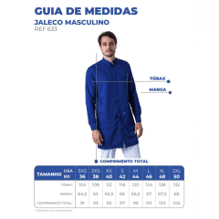 jaleco masculino manga longa gola padre com botões do punho (cod. 633)